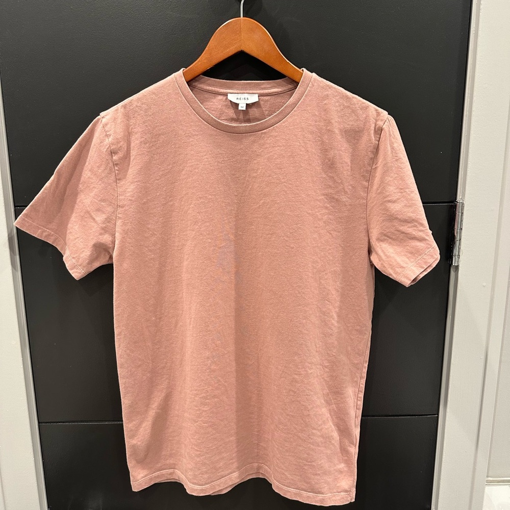 Reiss Men’s T-shirt Dusty Pink - Size M 100% Cotton Short Sleeve